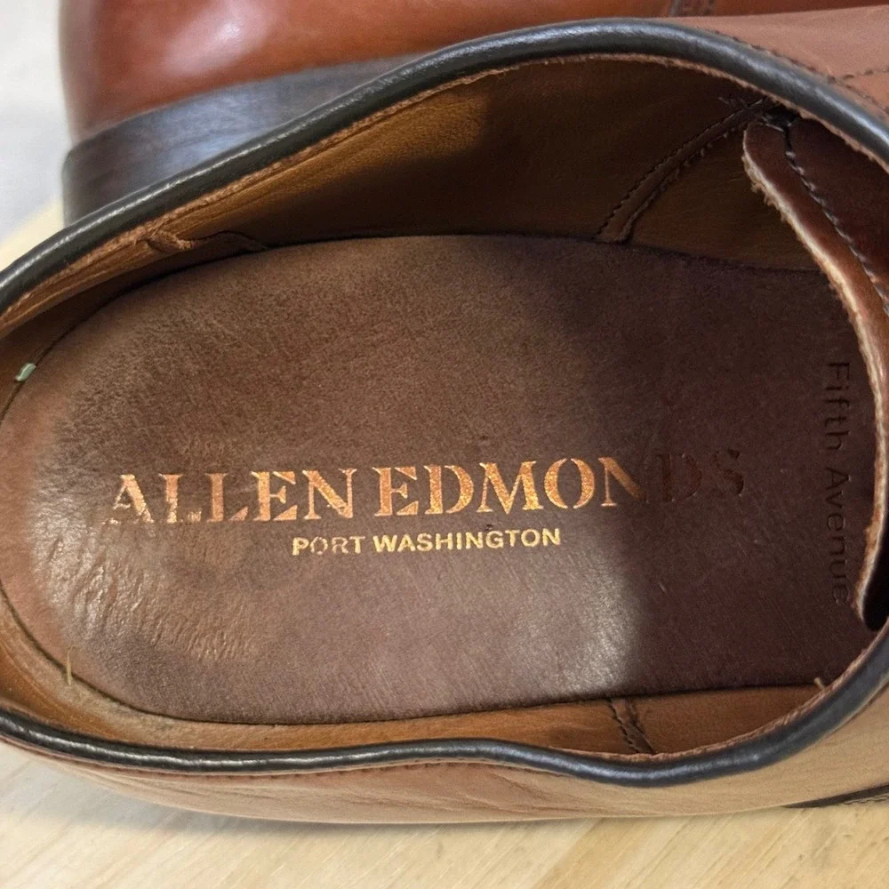 Allen Edmonds Port Washington Brown Leather Cap Toe Oxford Dress Shoes Mens 11 E
